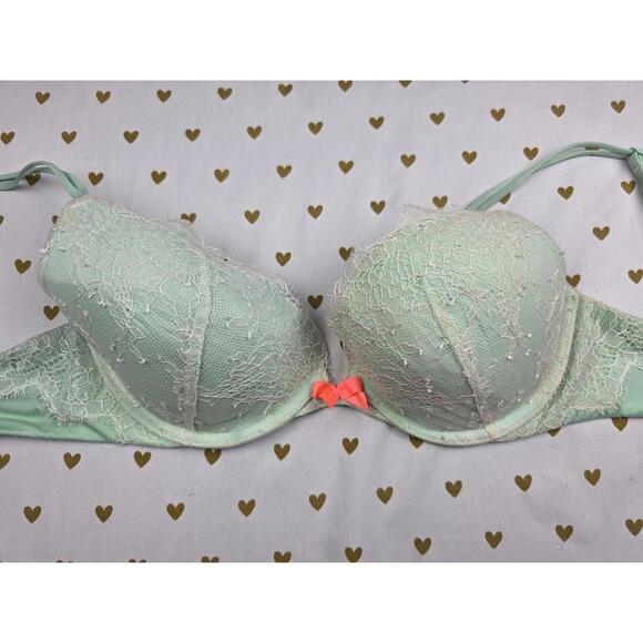 Victorias Secret Mint Neon 32D Very Sexy Push Up Bra - Picture 1 of 8